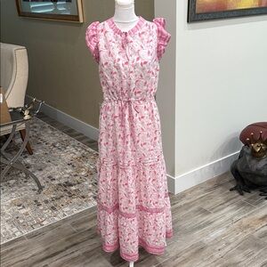 Vineyard Vines Pink and White Maxi Dress, Lined, size XS